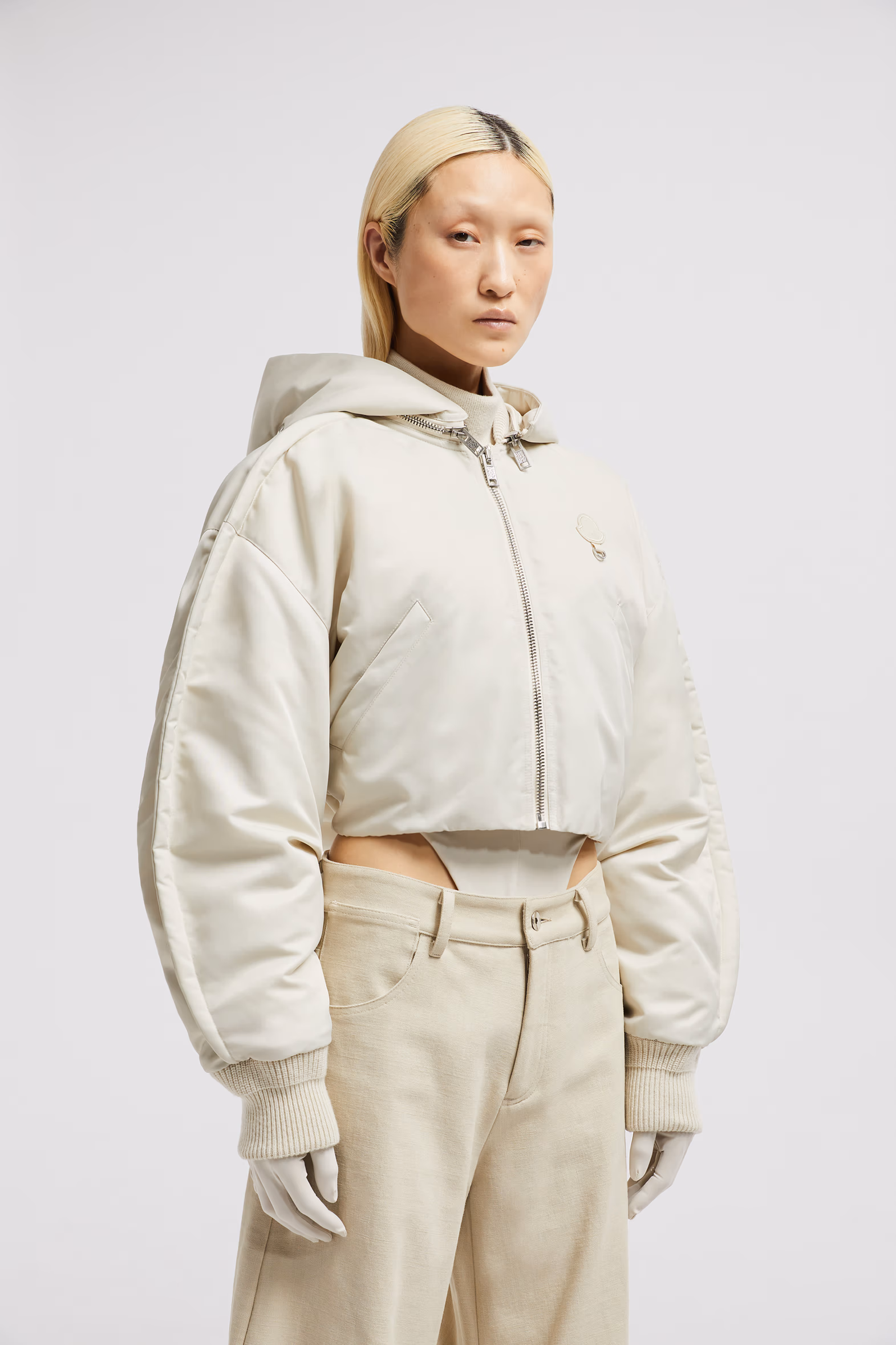 Moncler x Willow Smith Malek Hooded Short Down Jacket Women White Ivory Moncler 3